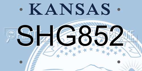 SHG852 Kansas License Plate