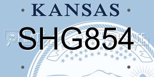 SHG854 Kansas License Plate