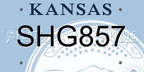 SHG857 Kansas License Plate