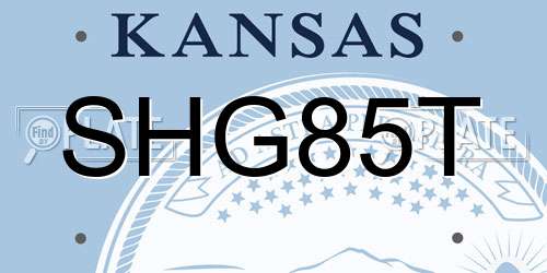 SHG85T Kansas License Plate