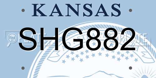 SHG882 Kansas License Plate