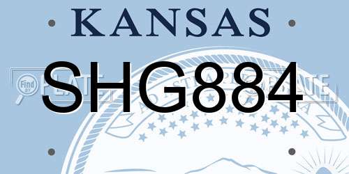 SHG884 Kansas License Plate