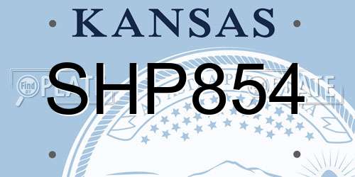 SHP854 Kansas License Plate
