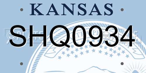 SHQ0934 Kansas License Plate