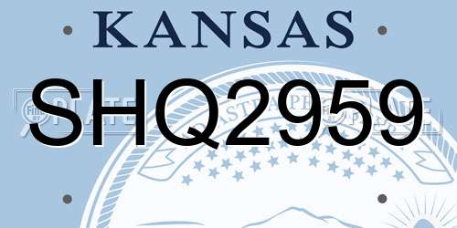 SHQ2959 Kansas License Plate
