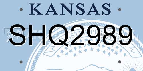 SHQ2989 Kansas License Plate