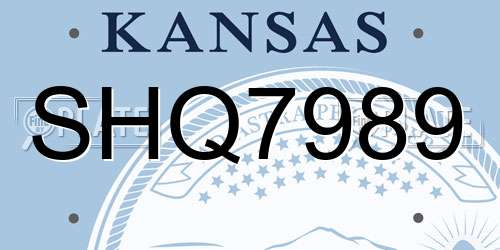SHQ7989 Kansas License Plate