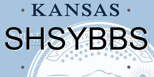 SHSYBBS Kansas License Plate