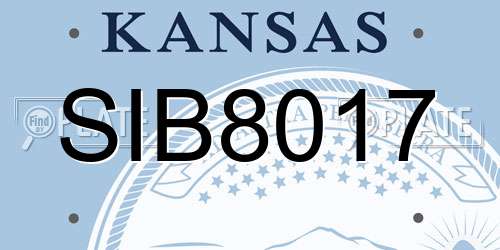 SIB8017 Kansas License Plate