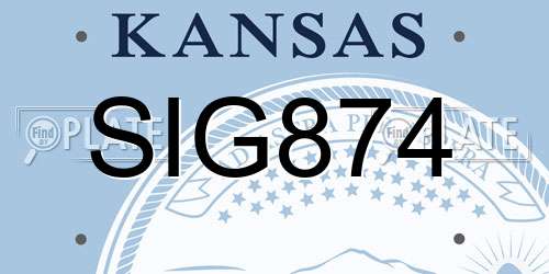 SIG874 Kansas License Plate