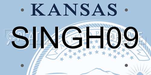 SINGH09 Kansas License Plate