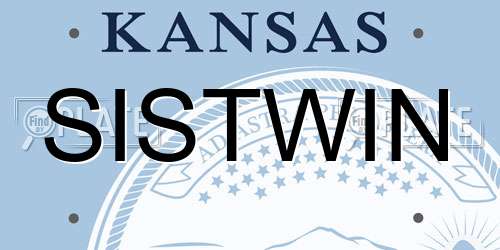 SISTWIN Kansas License Plate
