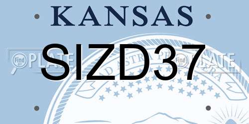 SIZD37 Kansas License Plate