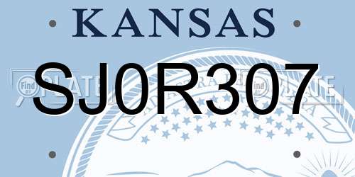 SJ0R307 Kansas License Plate