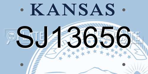 SJ13656 Kansas License Plate