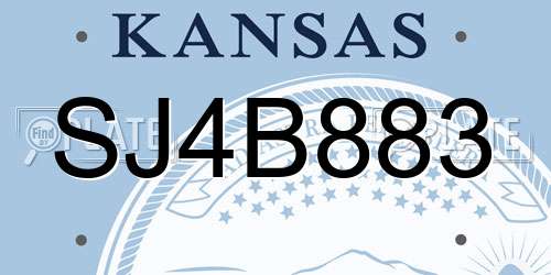 SJ4B883 Kansas License Plate