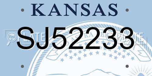 SJ52233 Kansas License Plate