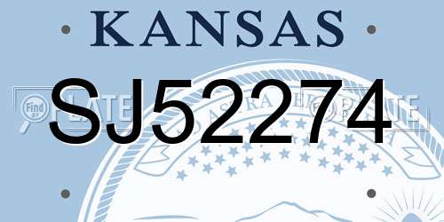 SJ52274 Kansas License Plate