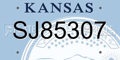SJ85307 Kansas License Plate