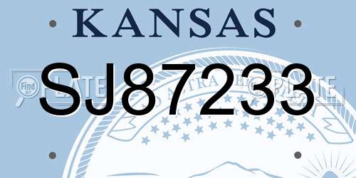 SJ87233 Kansas License Plate