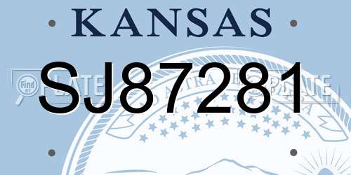 SJ87281 Kansas License Plate