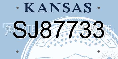 SJ87733 Kansas License Plate