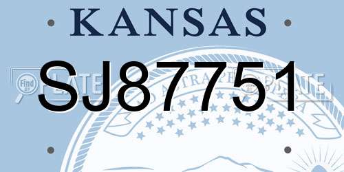 SJ87751 Kansas License Plate
