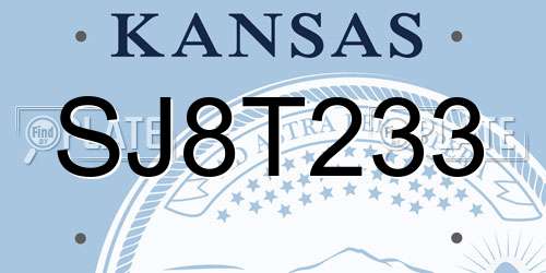 SJ8T233 Kansas License Plate