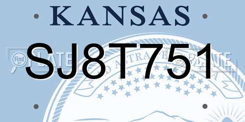 SJ8T751 Kansas License Plate