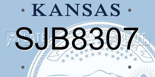 SJB8307 Kansas License Plate
