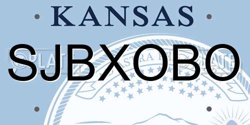 SJBXOBO Kansas License Plate