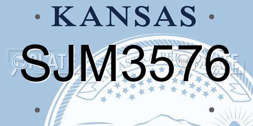 SJM3576 Kansas License Plate