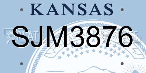 SJM3876 Kansas License Plate
