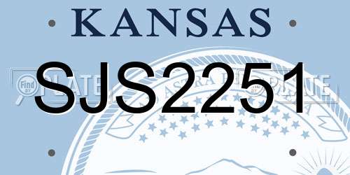 SJS2251 Kansas License Plate