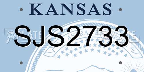 SJS2733 Kansas License Plate