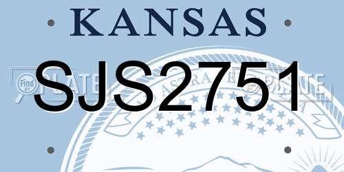 SJS2751 Kansas License Plate