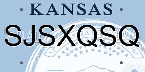 SJSXQSQ Kansas License Plate
