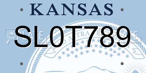 SL0T789 Kansas License Plate