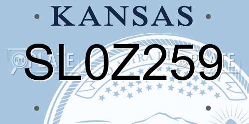 SL0Z259 Kansas License Plate
