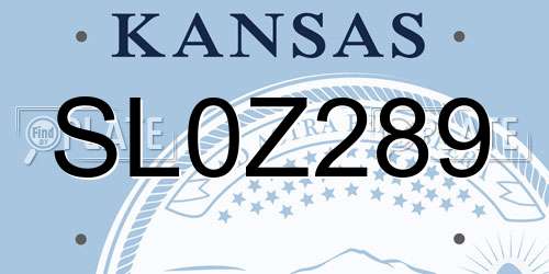 SL0Z289 Kansas License Plate