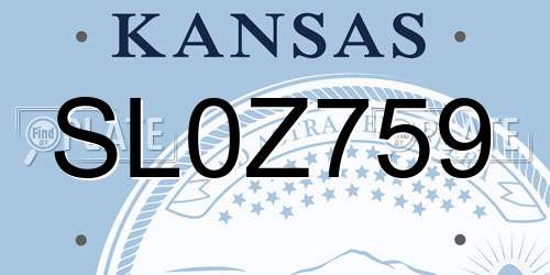 SL0Z759 Kansas License Plate