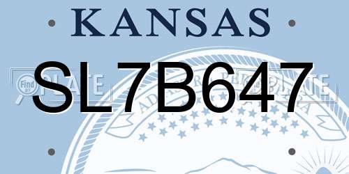 SL7B647 Kansas License Plate