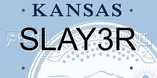 SLAY3R Kansas License Plate