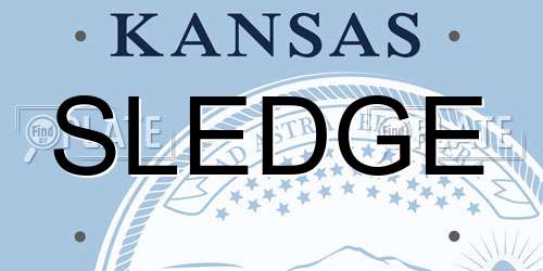 SLEDGE Kansas License Plate