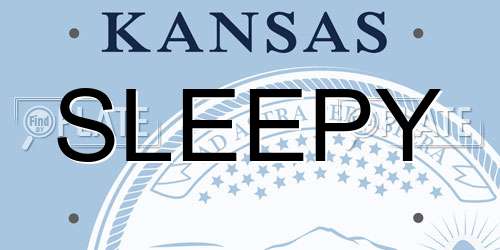 SLEEPY Kansas License Plate