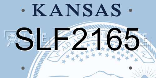 SLF2165 Kansas License Plate