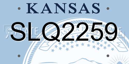 SLQ2259 Kansas License Plate