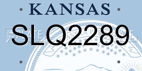 SLQ2289 Kansas License Plate