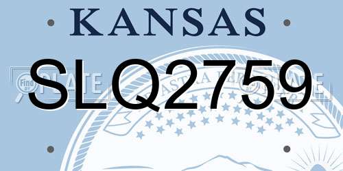 SLQ2759 Kansas License Plate