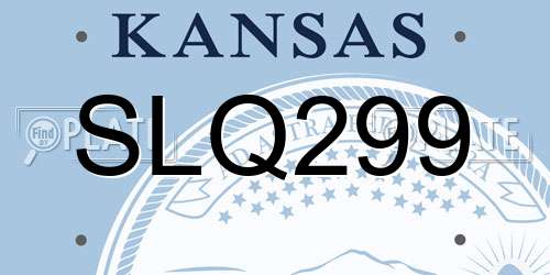 SLQ299 Kansas License Plate